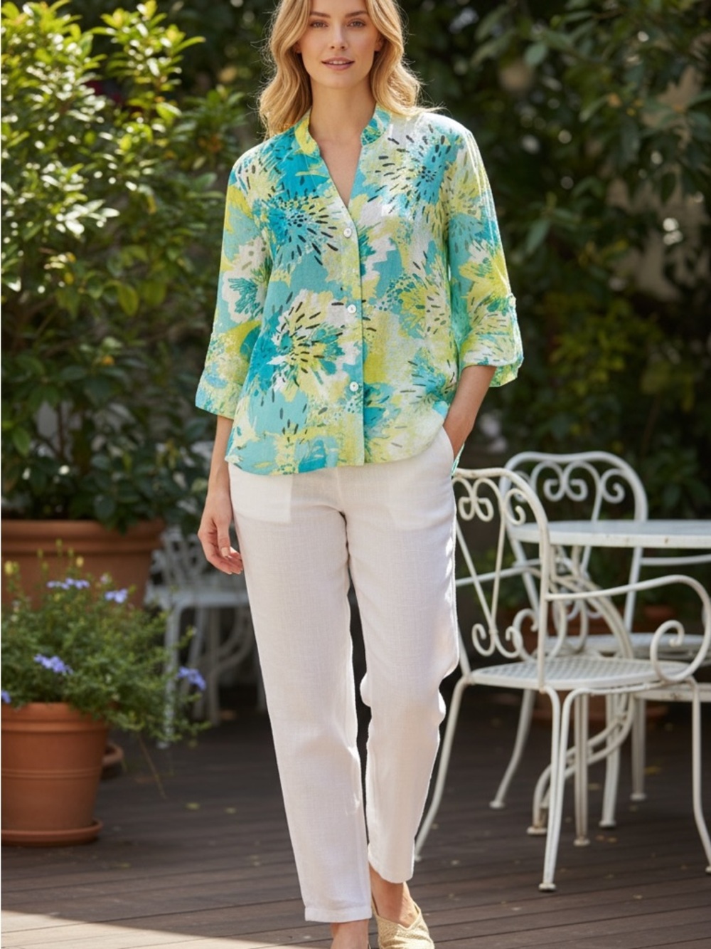 Ruby Rd. Blue and Green Floral Jacket